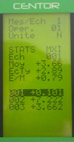 Menú estatística del Centor Easy